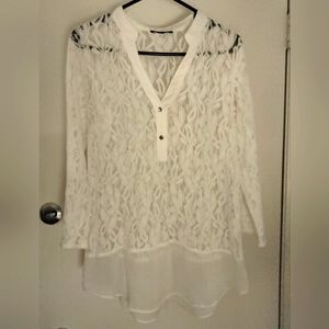 EUC White Lace and sheer bottom Blouse No Brand